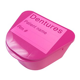 Picture of Denture Cup Pink Hinged Lid ReusableH980-91