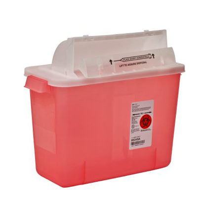 Picture of Sharps Container SharpStar™ In-Room™ 11-3/4 H X 13-3/4 W X 6 D Inch 2 Gallon Translucent Red Base / Translucent Lid Horizontal Entry Counter Balanced Door Lid8534SA