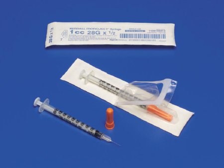 Picture of Insulin Syringe with Needle Monoject™ 0.3 mL 29 Gauge 1/2 Inch Attached Needle Without Safety8881600145