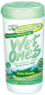 Picture of Personal Wipe Wet Ones® Sensitive Skin Canister Water / Witch Hazel / Chamomile Unscented 40 Count07682804670