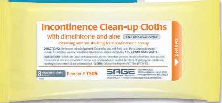 Picture of Incontinence Care Wipe Sage Soft Pack Dimethicone Unscented 8 Count7505