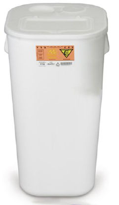 Picture of Chemotherapy Waste Container Chemo-Tainer™ 25-1/2 H X 13-1/2 W X 13-1/2 D Inch 16 Gallon White Base / White Lid Horizontal Entry Hinged Lid9752