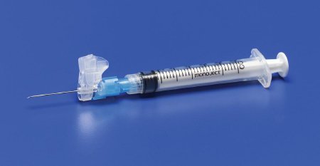 Picture of Syringe with Hypodermic Needle Magellan™ 3 mL 21 Gauge 1-1/2 Inch Attached Needle Sliding Safety Needle8881833115