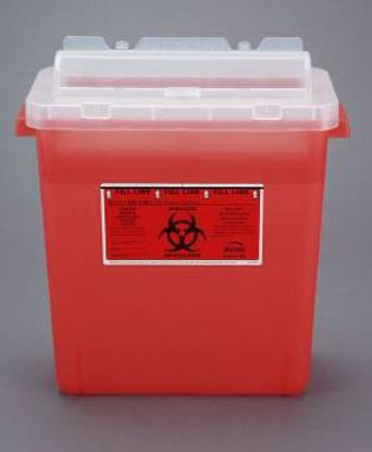 Picture of Sharps Container Bemis™ Sentinel 15 H X 13-7/8 L X 6-7/8 W Inch 3 Gallon Translucent Red Base / Translucent Lid Horizontal Entry Rotating Lid333 030