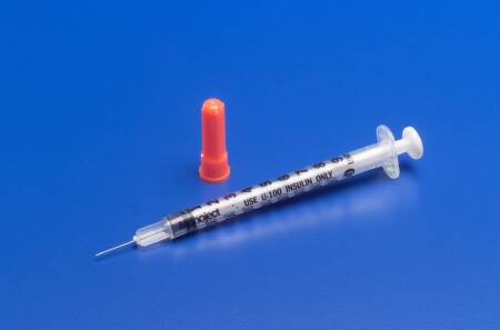 Picture of Insulin Syringe with Needle Monoject™ 0.5 mL 29 Gauge 1/2 Inch Attached Needle Without Safety8881600350