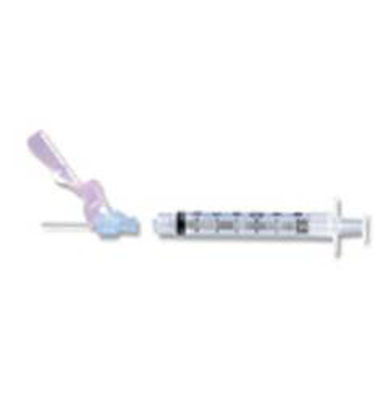 Picture of Syringe with Hypodermic Needle Eclipse™ 5 mL 22 Gauge 1-1/2 Inch Detachable Needle Hinged Safety Needle305785