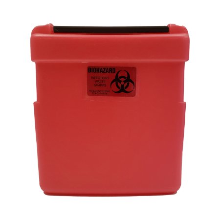 Picture of Replacement Radioactive Sharps Container Nesar Systems 8-1/2 L X 4 D X 9 H Inch 1 Gallon Red Base / Black Lid Horizontal Entry Snap On Lid600R
