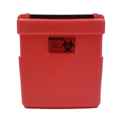Picture of Replacement Radioactive Sharps Container Nesar Systems 8-1/2 L X 4 D X 9 H Inch 1 Gallon Red Base / Black Lid Horizontal Entry Snap On Lid600R