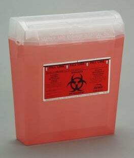 Picture of Sharps Container Wall Safe® 8 H X 11 L X 4-1/4 W Inch 0.75 Gallon Translucent Red Base / Translucent Lid Horizontal Entry Rotating Lid125 030