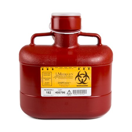 Picture of Sharps Container Sharps-Tainer® 11 H X 10 W X 6 D Inch 6.2 Quart Red Base / Translucent Lid Vertical Entry Tethered Screw On Lid182