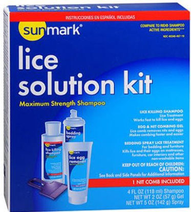 Picture of Lice Treatment Kit sunmark® 4 oz. / 2 oz. / 5 oz. Bottle / Tube / Spray Bottle Scented70677003901