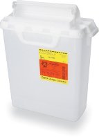 Picture of Sharps Container BD™ 12-1/2 H X 10-4/5 W X 6 D Inch 2 Gallon Pearl Base / Pearl Lid Horizontal Entry Counter Balanced Door Lid305422