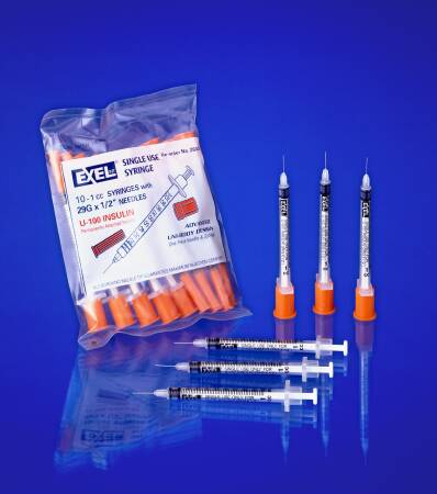 Picture of Insulin Syringe with Needle Comfort Point™ 1 mL 28 Gauge 1/2 Inch Attached Needle Without Safety26027