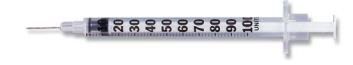 Picture of Insulin Syringe with Needle Ultra-Fine™ Lo-Dose™ 1 mL 29 Gauge 1/2 Inch Attached Needle Without Safety324704