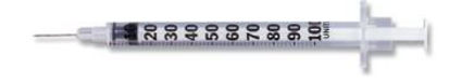Picture of Insulin Syringe with Needle Ultra-Fine™ Lo-Dose™ 1 mL 29 Gauge 1/2 Inch Attached Needle Without Safety324704
