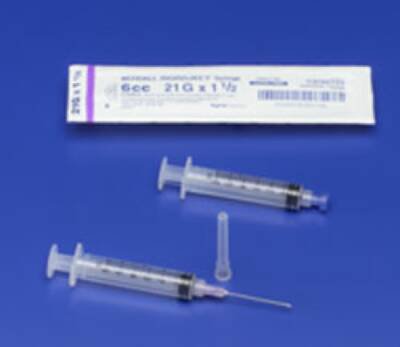 Picture of Syringe with Hypodermic Needle Monoject™ SoftPack 6 mL 20 Gauge 1-1/2 Inch Detachable Needle Without Safety1181620112