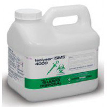 Picture of Sharps Container with Solidifier Isolyser® SMS® WasteWise 9-1/2 H X 6-1/2 W X 9 D Inch 1.5 Gallon Translucent Base / White Lid Vertical Entry Screw On LidSMS4000