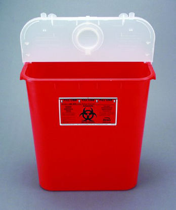 Picture of Sharps Container Bemis™ Sentinel 15-7/8 H X 16-1/2 L X 11-13/16 W Inch 8 Gallon Red Vertical Entry108 030