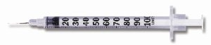 Picture of Insulin Syringe with Needle Micro-Fine™ 1 mL 28 Gauge 1/2 Inch Attached Needle Without Safety329420