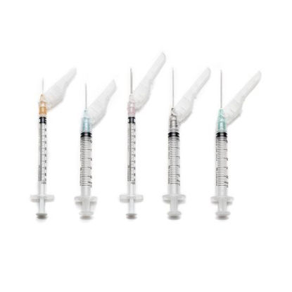 Picture of Syringe with Hypodermic Needle SurGuard® 3 mL 21 Gauge 1 Inch Detachable Needle Hinged Safety NeedleSG303L2125