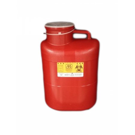 Picture of Sharps Container Sharps-Tainer® Wide 18 H X 12 W X 9 D Inch 5.75 Gallon Red Base / White Lid Vertical Entry Tethered Screw On Lid187