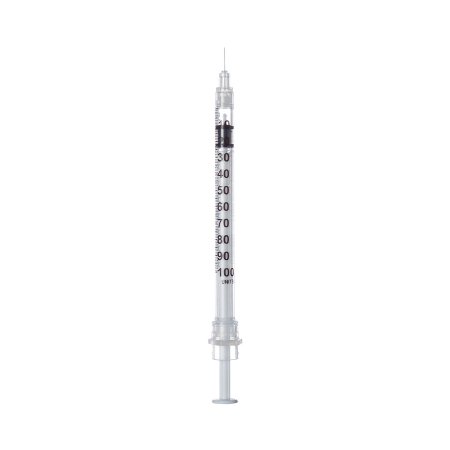 Picture of Insulin Syringe with Needle Sol-Care™ 1 mL 30 Gauge 1/2 Inch Attached Needle Retractable Needle100081IM
