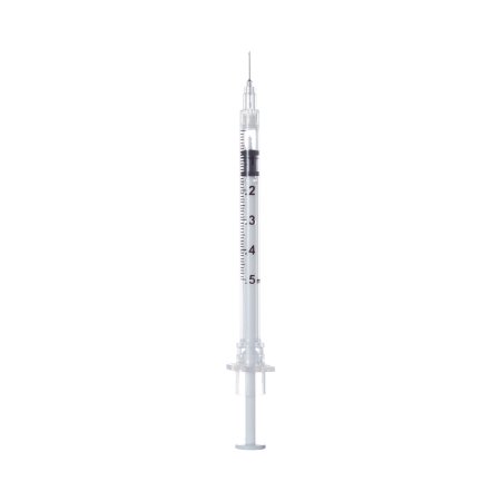 Picture of Insulin Syringe with Needle Sol-Care™ 0.5 mL 29 Gauge 1/2 Inch Attached Needle Retractable Needle100002IM