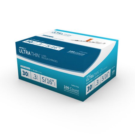 Picture of Insulin Syringe with Needle AIMSCO® 0.3 mL 30 Gauge 1/2 Inch Attached Needle Without Safety722