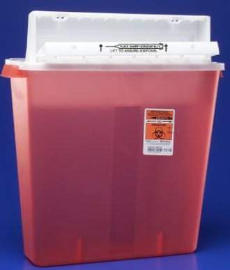 Picture of Sharps Container SharpStar™ In-Room™ 18-1/2 H X 16-1/2 W X 6 D Inch 4 Gallon Translucent Base / Translucent Lid Horizontal Entry Counter Balanced Door Lid8540SA