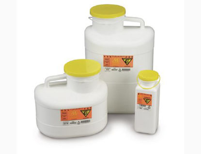 Picture of Chemotherapy Waste Container Chemo-Tainer™ 11 H X 12 W X 9 D Inch 3 Gallon White Base / Yellow Lid Vertical Entry Tethered Snap On Lid931W
