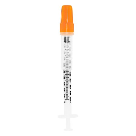 Picture of Insulin Syringe with Needle Sol-Guard™ 1 mL 29 Gauge 1/2 Inch Attached Needle Sliding Safety Needle200017SG