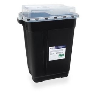 Picture of RCRA Waste Container Recykleen™ 18-1/2 H X 17-3/4 W X 11-3/4 D Inch 19 Gallon Black Base / Translucent Top Vertical Entry Gasketed Sliding Lid305072