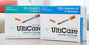 Picture of Insulin Syringe with Needle UltiCare™ 0.3 mL 30 Gauge 5/16 Inch Attached Needle Without Safety09339