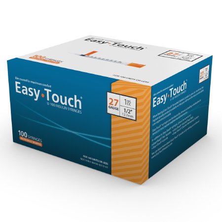 Picture of Insulin Syringe with Needle EasyTouch™ 1 mL 27 Gauge 1/2 Inch Attached Needle Without Safety627155