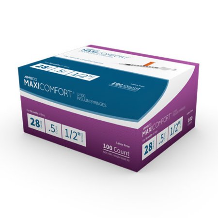 Picture of Insulin Syringe with Needle AIMSCO® 1 mL 28 Gauge 1/2 Inch Attached Needle Without Safety502