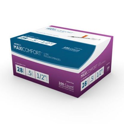 Picture of Insulin Syringe with Needle AIMSCO® 1 mL 28 Gauge 1/2 Inch Attached Needle Without Safety502