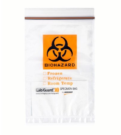Picture of Specimen Transport Bag with Document Pouch and Absorbent Pad Lab Guard® 6 X 9 Inch Polyethylene Zip Closure Biohazard Symbol / Storage Instructions NonSterileBGT0609/WP