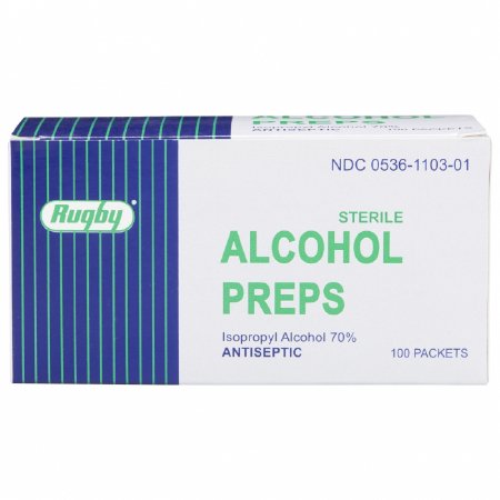 Picture of Alcohol Prep Pad Rugby® 70% Strength Isopropyl Alcohol Individual Packet Sterile00536110301