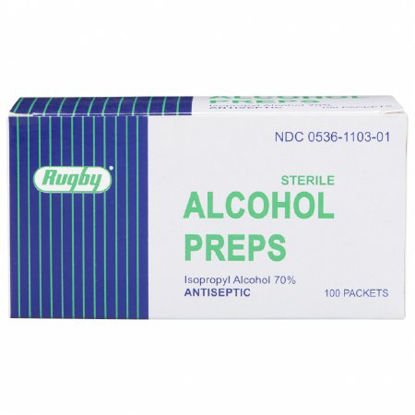 Picture of Alcohol Prep Pad Rugby® 70% Strength Isopropyl Alcohol Individual Packet Sterile00536110301