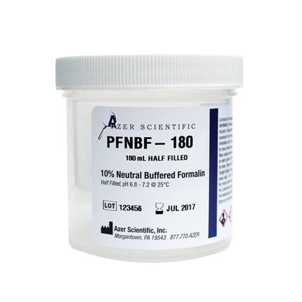 Picture of Prefilled Formalin Container Polypropylene 90 mL Fill in 180 mL (6 oz.) Screw Cap Warning Label NonSterilePFNBF-180