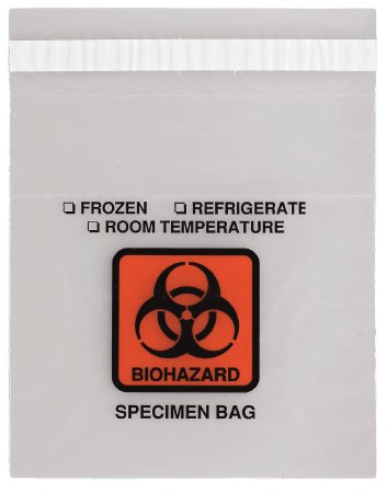 Picture of Specimen Transport Bag 13 X 18 Inch Plastic Adhesive Closure Biohazard Symbol / Storage Instructions NonSterileG117