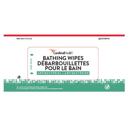 Picture of Rinse-Free Bath Wipe Cardinal Health™ Soft Pack BZK (Benzalkonium Chloride) Unscented 8 CountBTSWPSU