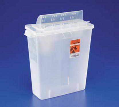 Picture of Sharps Container In-Room™ 16-1/4 H X 13-3/4 W X 6 D Inch 3 Gallon Translucent Base / Translucent Lid Horizontal Entry Flap Lid85221