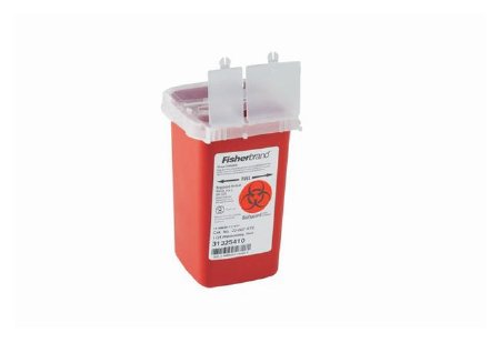 Picture of Sharps Container Fisherbrand™ Sharps-A-Gator™ 4-1/4 L X 4-1/4 W X 6-1/4 H Inch 1 Quart Red Base / Translucent Lid Vertical Entry 2 Hinged Snap On Lid22037970