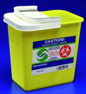 Picture of Chemotherapy Waste Container SharpSafety™ 18-3/4 H X 12-3/4 D X 18-1/4 W Inch 12 Gallon Yellow Base / White Lid Vertical Entry Gasketed Hinged Lid8931PG2