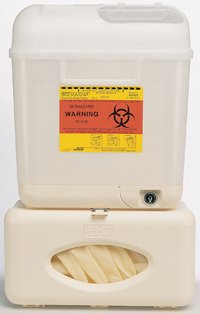 Picture of Patient Room Collector Starter Kit Wallmate™ 12 H X 12 W X 4-4/5 D Inch 5.3 Quart Pearl Base / Pearl Lid Horizontal Entry Counter Balanced Cylinder Lid305550