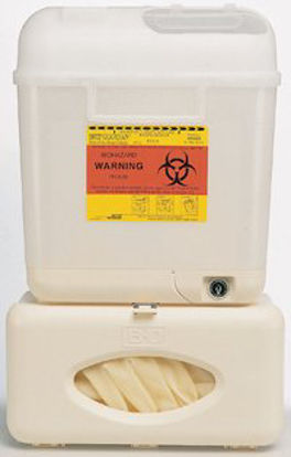 Picture of Patient Room Collector Starter Kit Wallmate™ 12 H X 12 W X 4-4/5 D Inch 5.3 Quart Pearl Base / Pearl Lid Horizontal Entry Counter Balanced Cylinder Lid305550