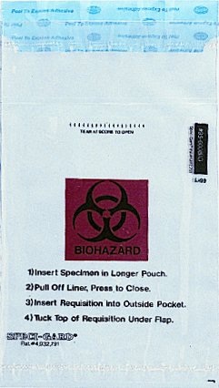 Picture of Specimen Transport Bag with Document Pouch Speci-Gard® 6 X 10 Inch Polyethylene Adhesive Closure Biohazard Symbol / Storage Instructions / Instructions for Use NonSterileUF95-600BPM