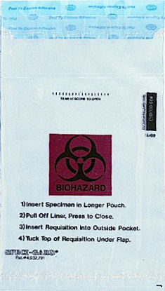 Picture of Specimen Transport Bag with Document Pouch Speci-Gard® 6 X 10 Inch Polyethylene Adhesive Closure Biohazard Symbol / Storage Instructions / Instructions for Use NonSterileUF95-600BPM