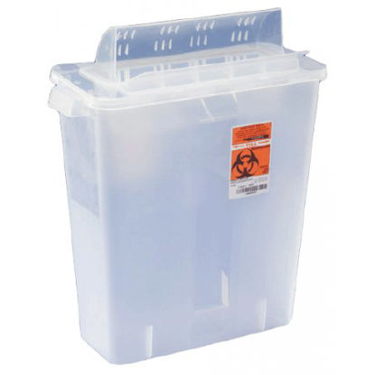 Picture of Sharps Container In-Room™ 11-1/2 H X 13-3/4 W X 6 D Inch 2 Gallon Translucent Base / Translucent Lid Horizontal Entry Flap Lid85321
